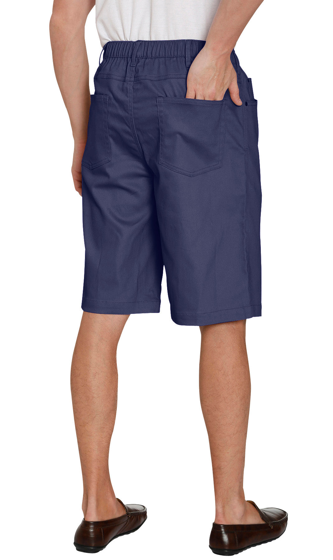 Men's Stretch Waist Pull On Shorts  in Denim and Twill - Free of Buttons & Snaps TURTLE BAY APPAREL