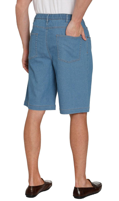 Men's Stretch Waist Pull On Shorts  in Denim and Twill - Free of Buttons & Snaps TURTLE BAY APPAREL