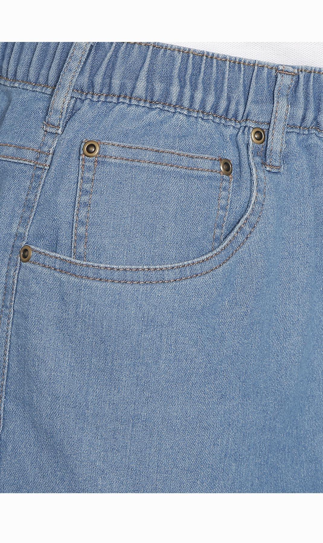 Men's Stretch Waist Pull On Shorts  in Denim and Twill - Free of Buttons & Snaps TURTLE BAY APPAREL