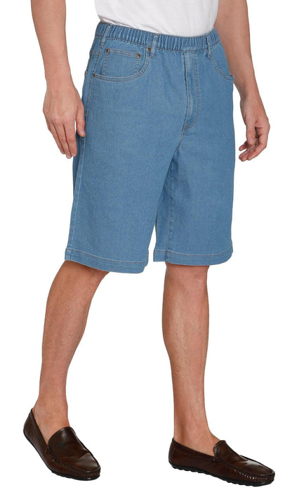 Men's Stretch Waist Pull On Shorts  in Denim and Twill - Free of Buttons & Snaps TURTLE BAY APPAREL