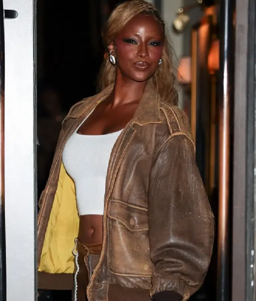Justine Skye NYC Brown Leather Jacket WorthVee