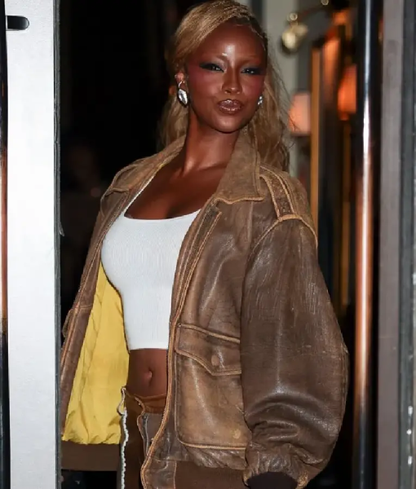 Justine Skye NYC Brown Leather Jacket WorthVee