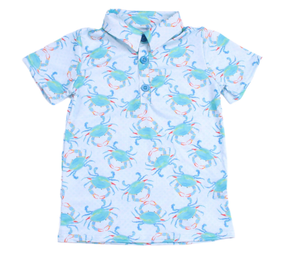 Aqua Crab Boys Polo Shirt Jolie & Jax Boutique