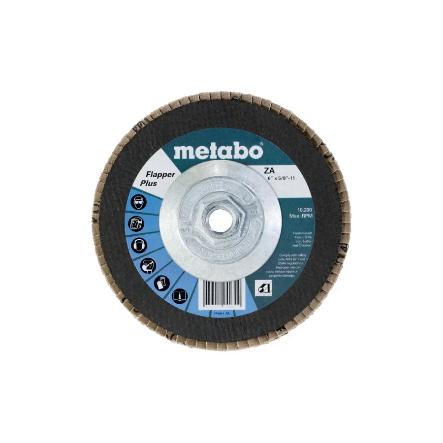 Metabo 629474000 6” Hubbed Flapper Plus 40 Grit Type 27 VM Hardware