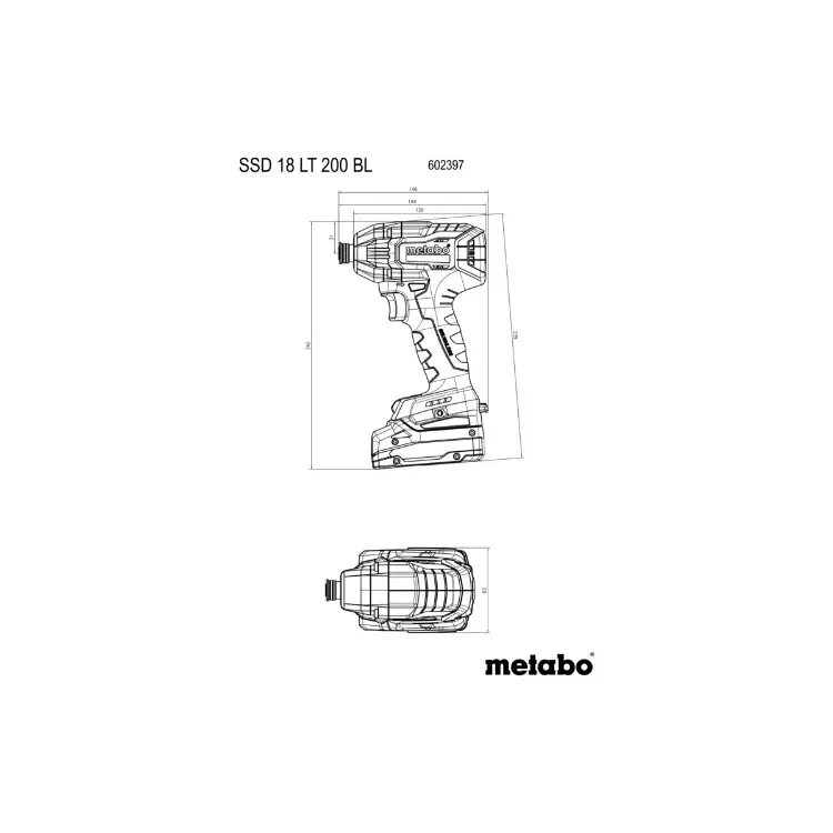 Metabo 602397840 SSD 18 LT 200 BL Cordless Impact Driver (Tool Only) VM Hardware