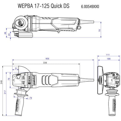 Metabo 613114420 WEPBA 19-125 Q DS 5in M-Brush Angle Grinder VM Hardware