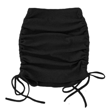 Women's Stretch Pleated Skirt with Drawstring Design