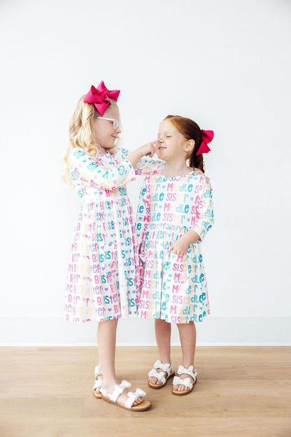 Middle Sister 3/4 Sleeve Pocket Twirl Dress