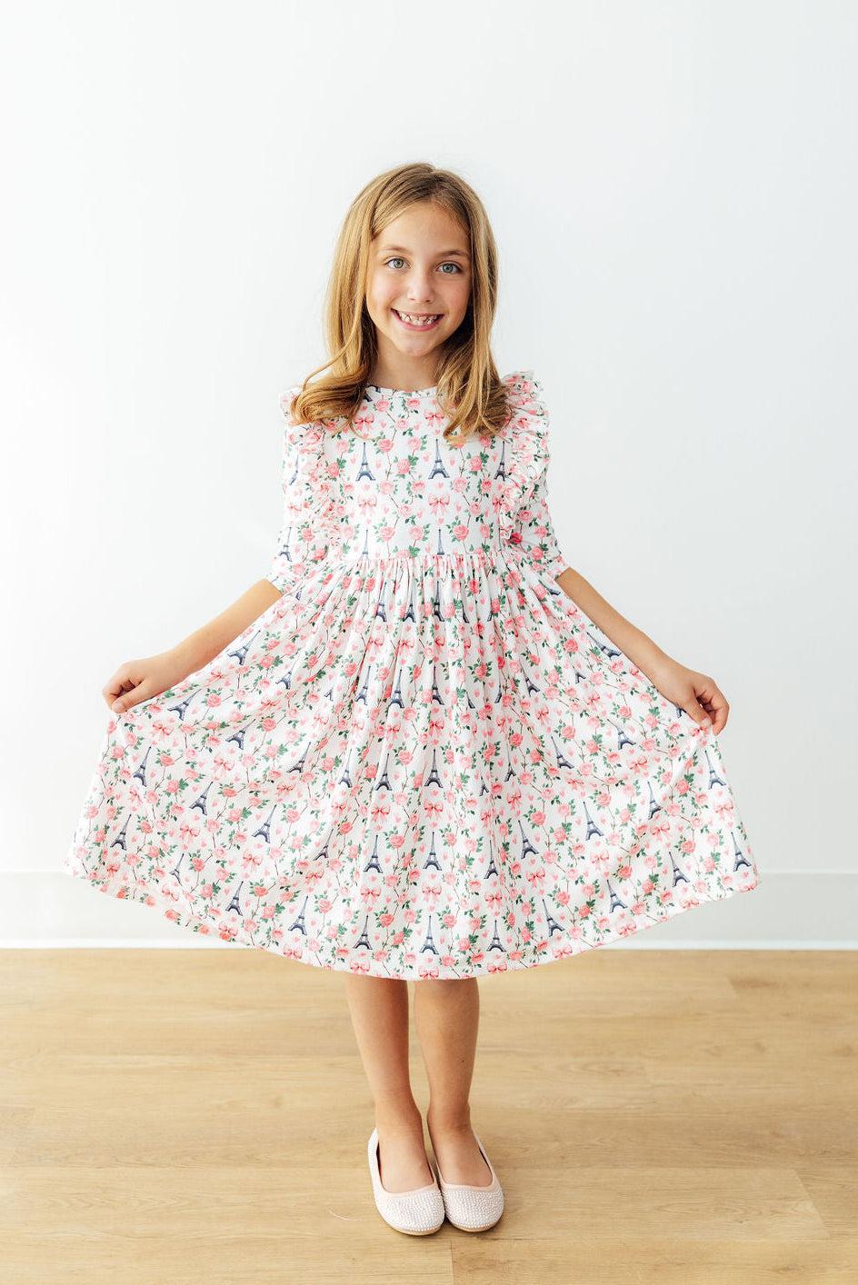 Mila in Paris 3/4 Sleeve Ruffle Twirl Dress Mila & Rose ®