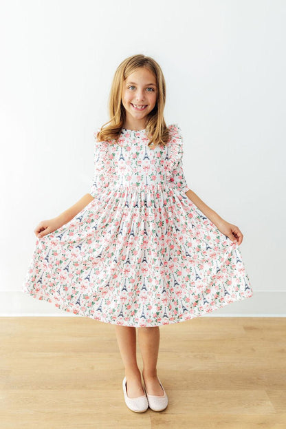 Mila in Paris 3/4 Sleeve Ruffle Twirl Dress Mila & Rose ®