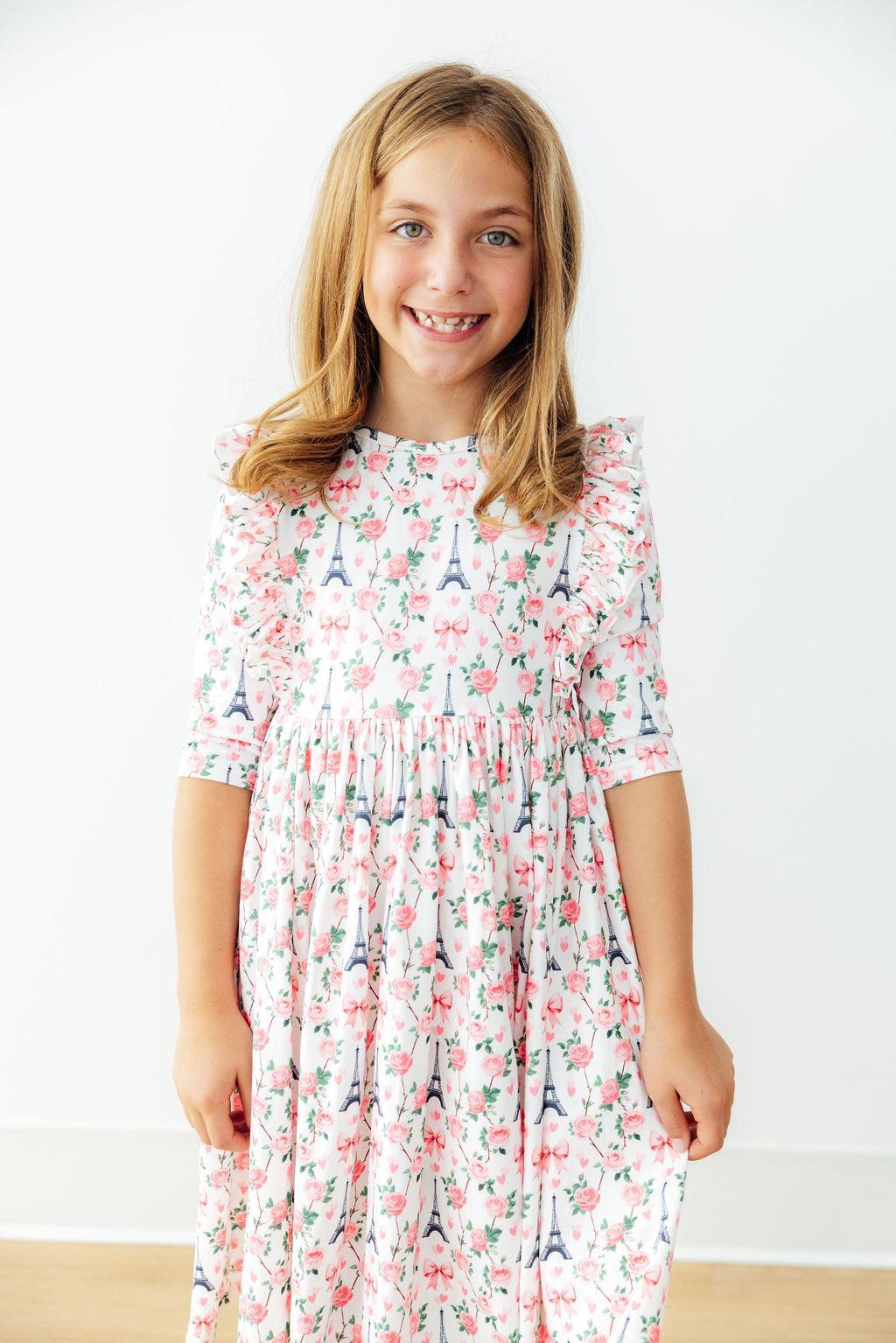 Mila in Paris 3/4 Sleeve Ruffle Twirl Dress Mila & Rose ®