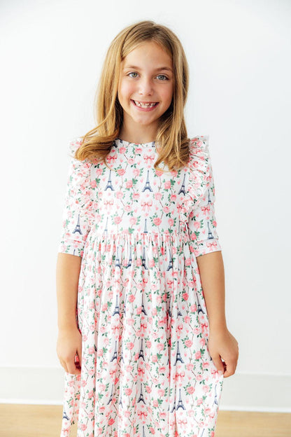 Mila in Paris 3/4 Sleeve Ruffle Twirl Dress Mila & Rose ®