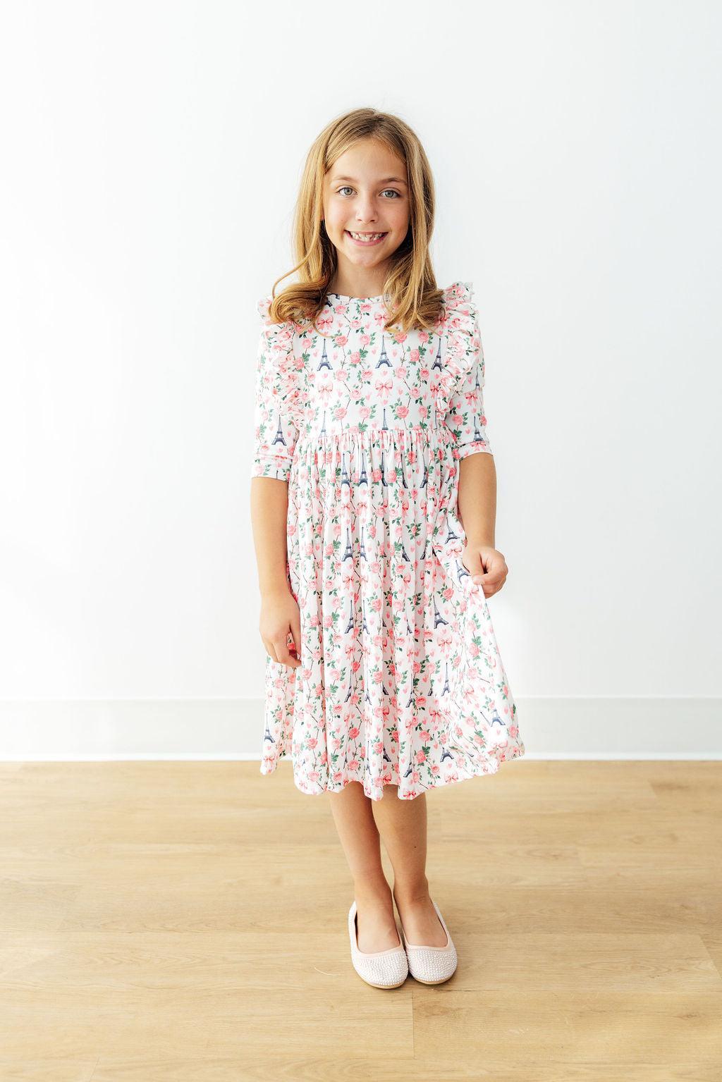 Mila in Paris 3/4 Sleeve Ruffle Twirl Dress Mila & Rose ®