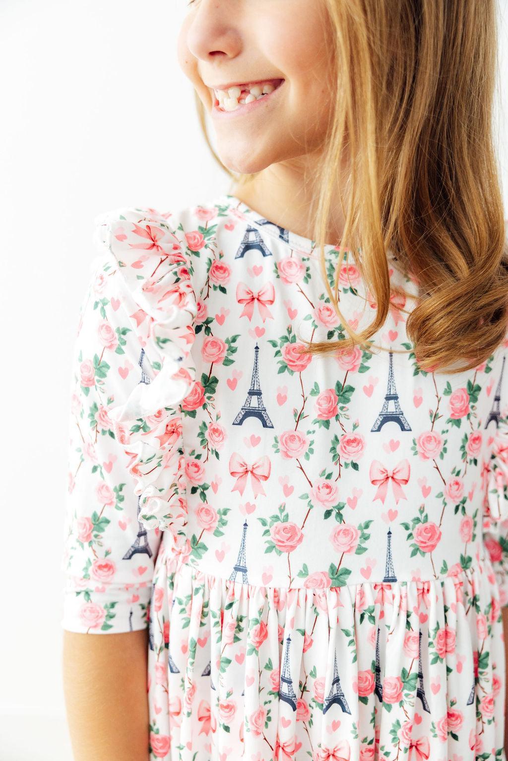 Mila in Paris 3/4 Sleeve Ruffle Twirl Dress Mila & Rose ®