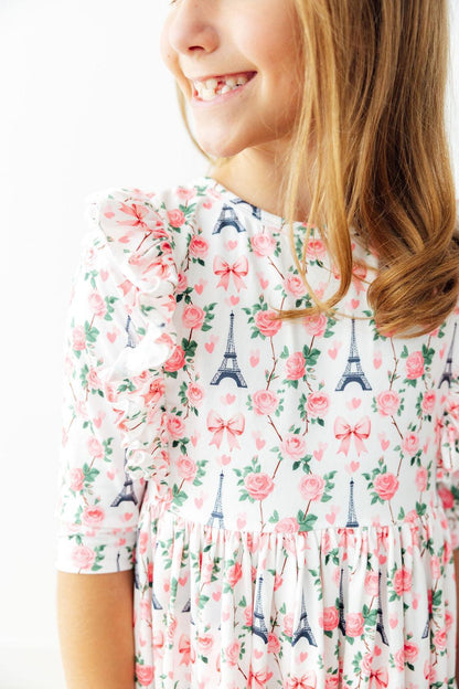 Mila in Paris 3/4 Sleeve Ruffle Twirl Dress Mila & Rose ®