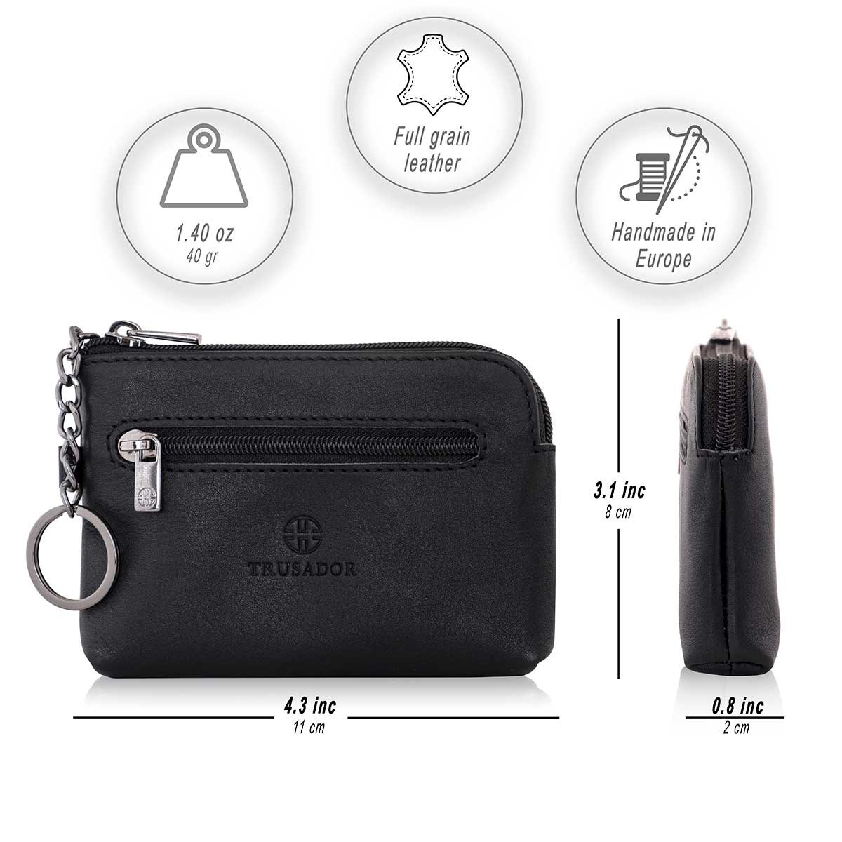 Milano Leather Wallet Pouch Purse Zipper Change Bag Trusador