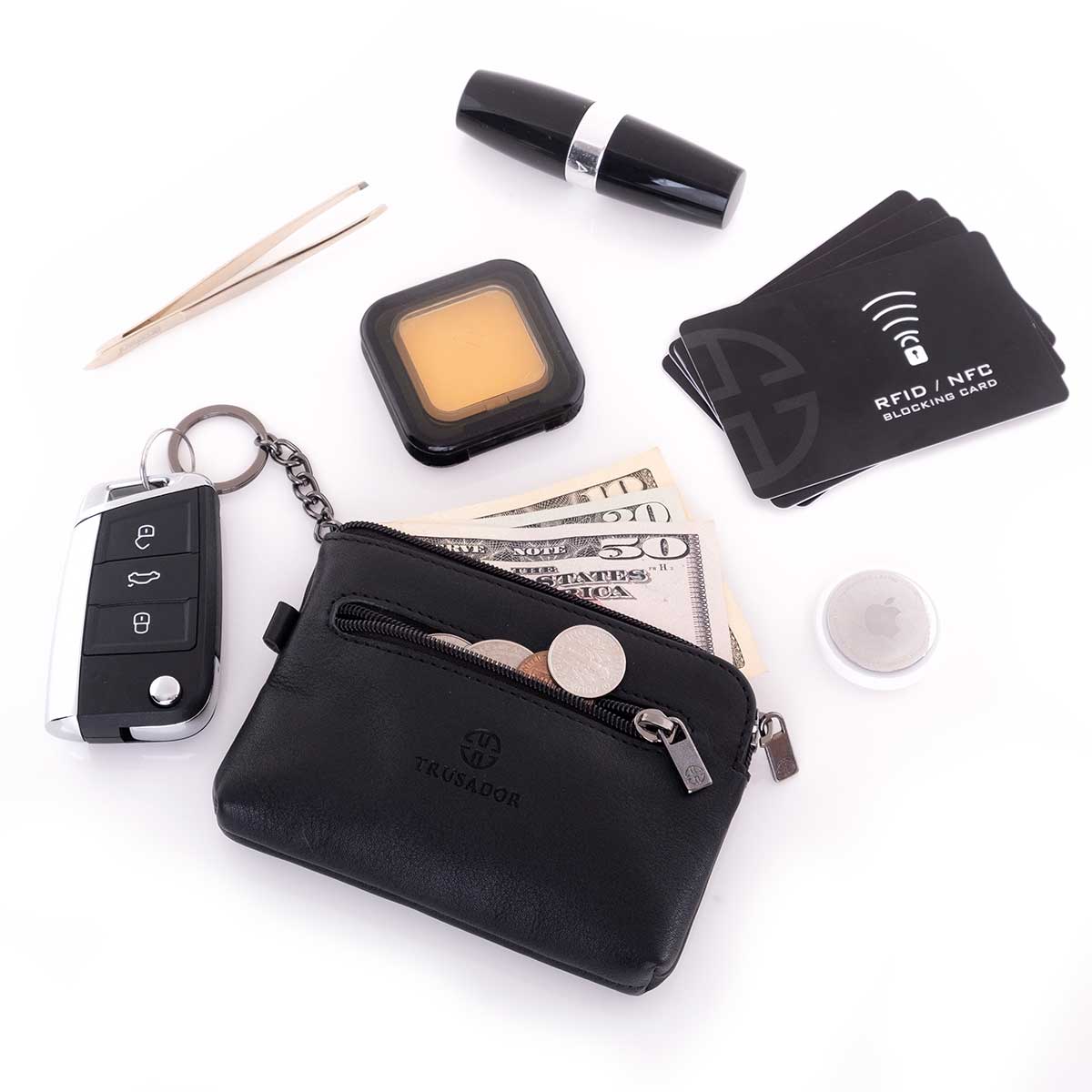 Milano Leather Wallet Pouch Purse Zipper Change Bag Trusador