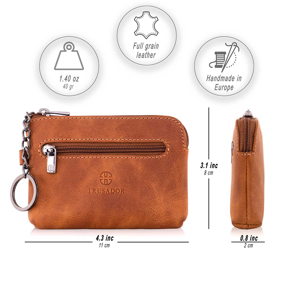 Milano Leather Wallet Pouch Purse Zipper Change Bag Trusador