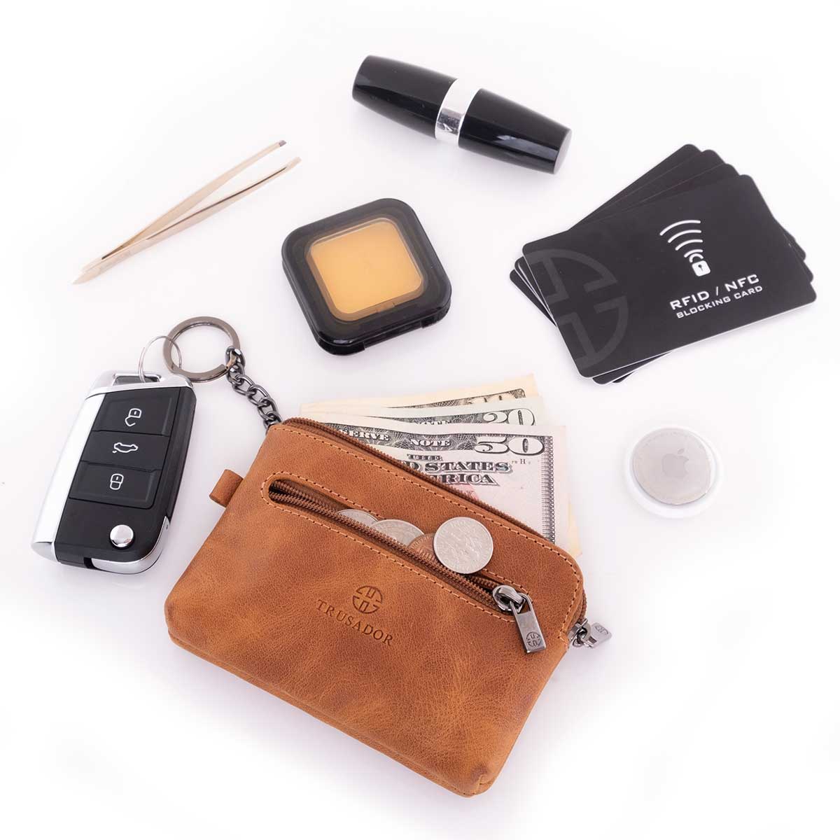 Milano Leather Wallet Pouch Purse Zipper Change Bag Trusador