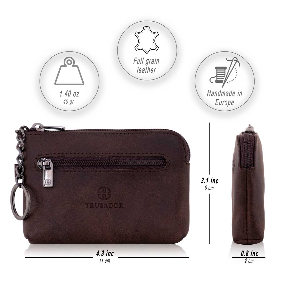 Milano Leather Wallet Pouch Purse Zipper Change Bag Trusador