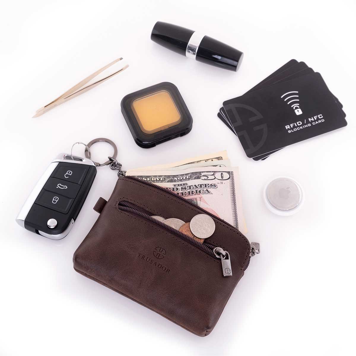 Milano Leather Wallet Pouch Purse Zipper Change Bag Trusador