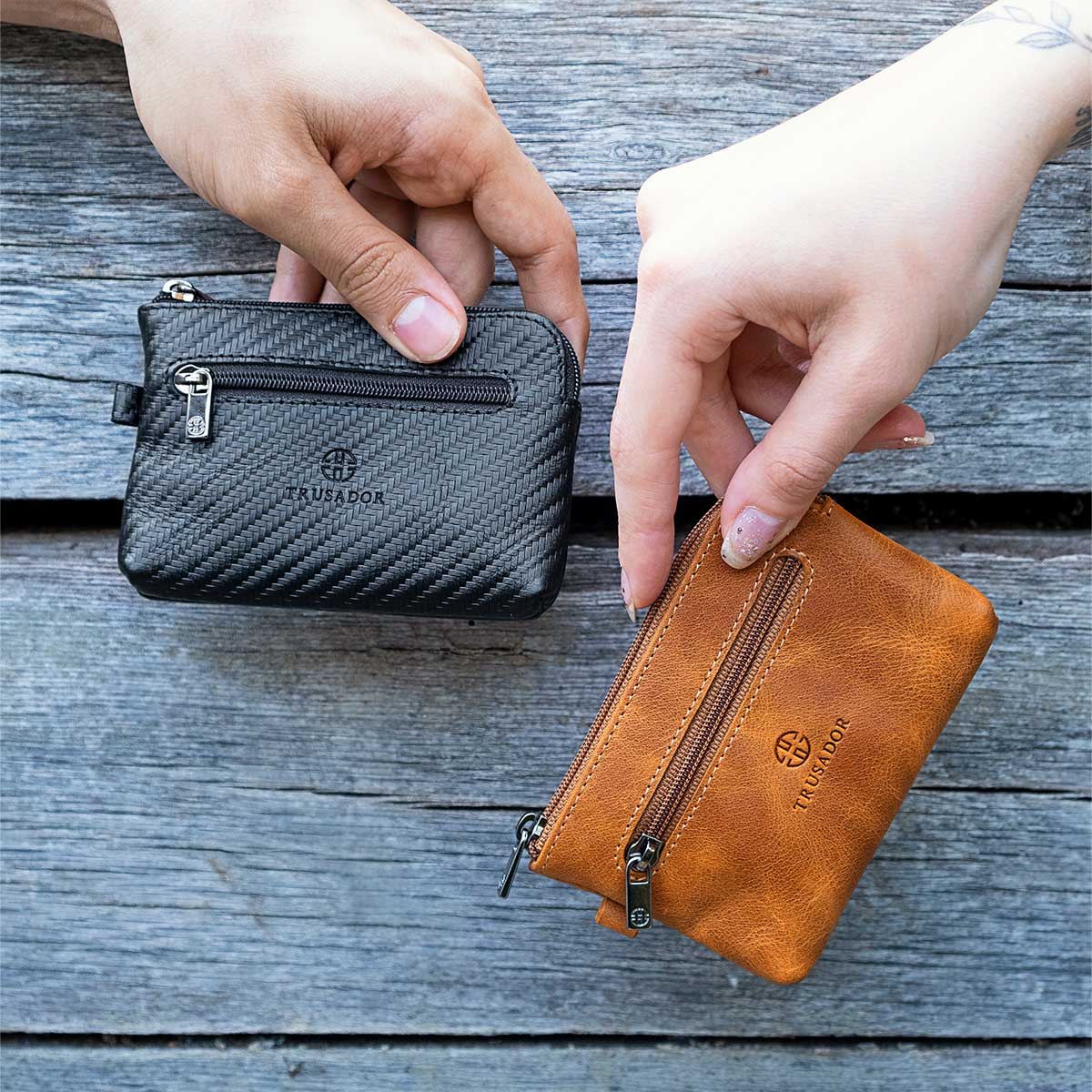 Milano Leather Wallet Pouch Purse Zipper Change Bag Trusador