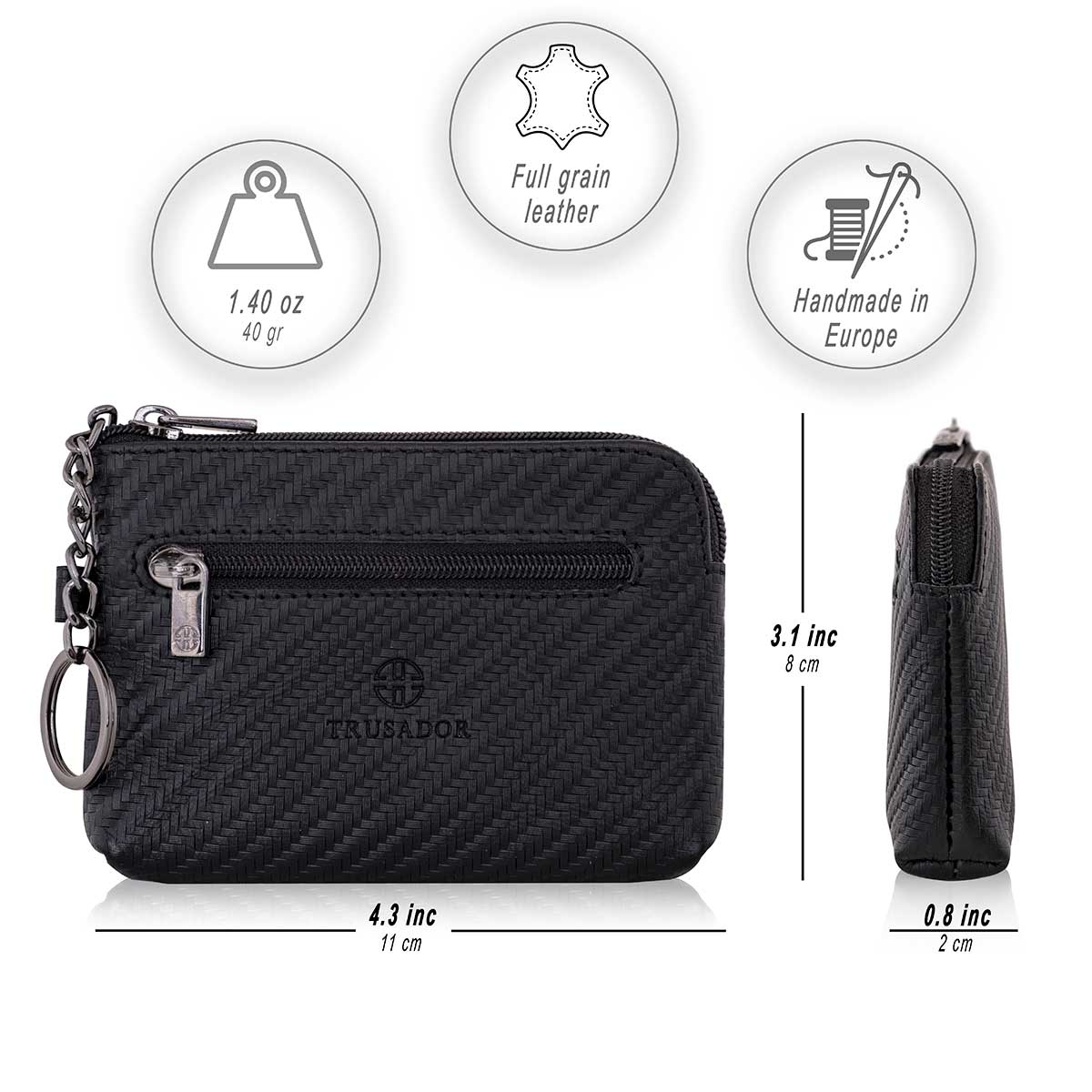 Milano Leather Wallet Pouch Purse Zipper Change Bag Trusador