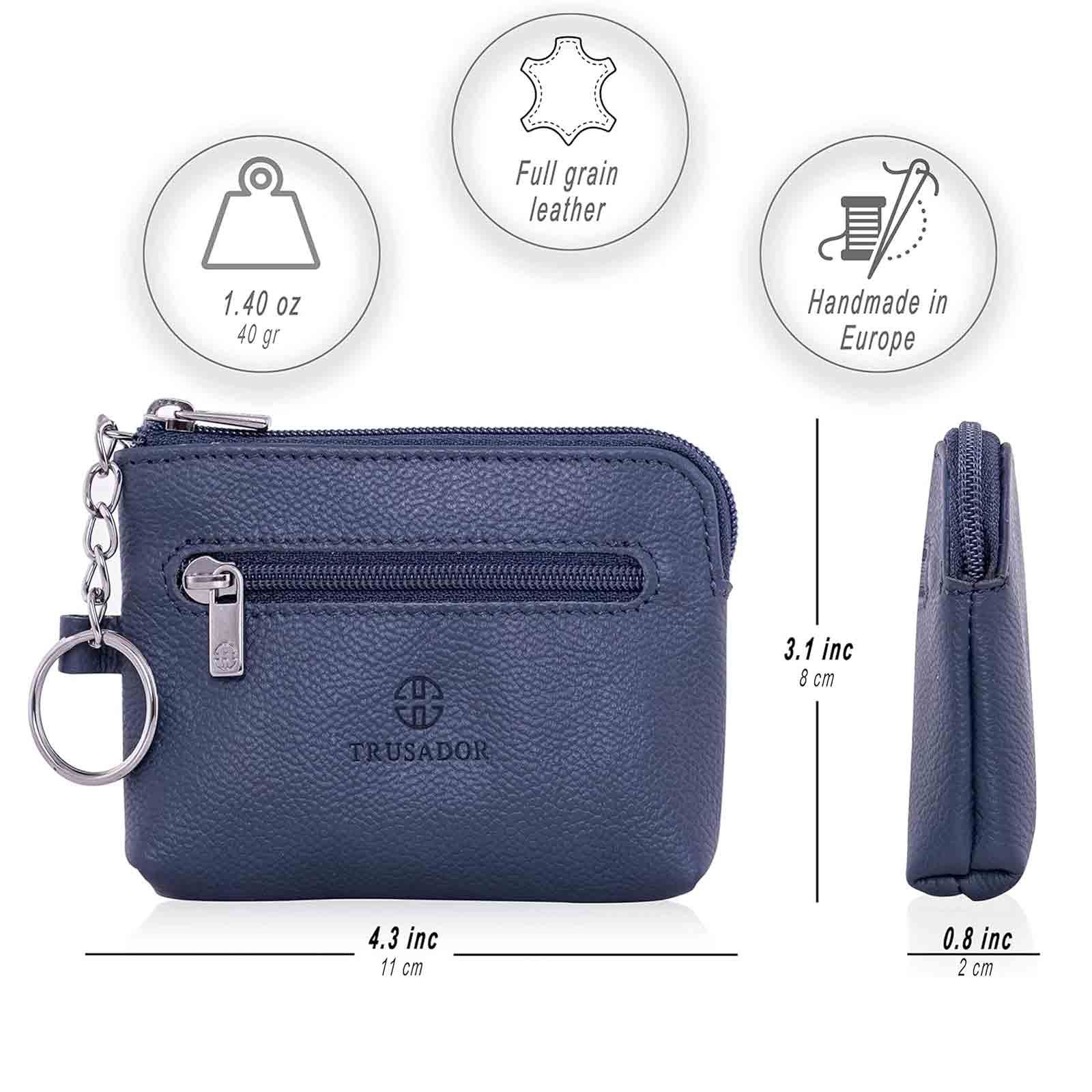 Milano Leather Wallet Pouch Purse Zipper Change Bag Trusador