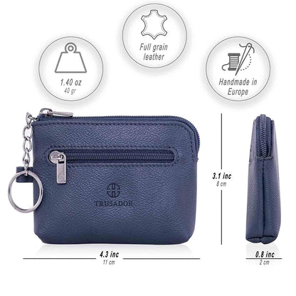 Milano Leather Wallet Pouch Purse Zipper Change Bag Trusador
