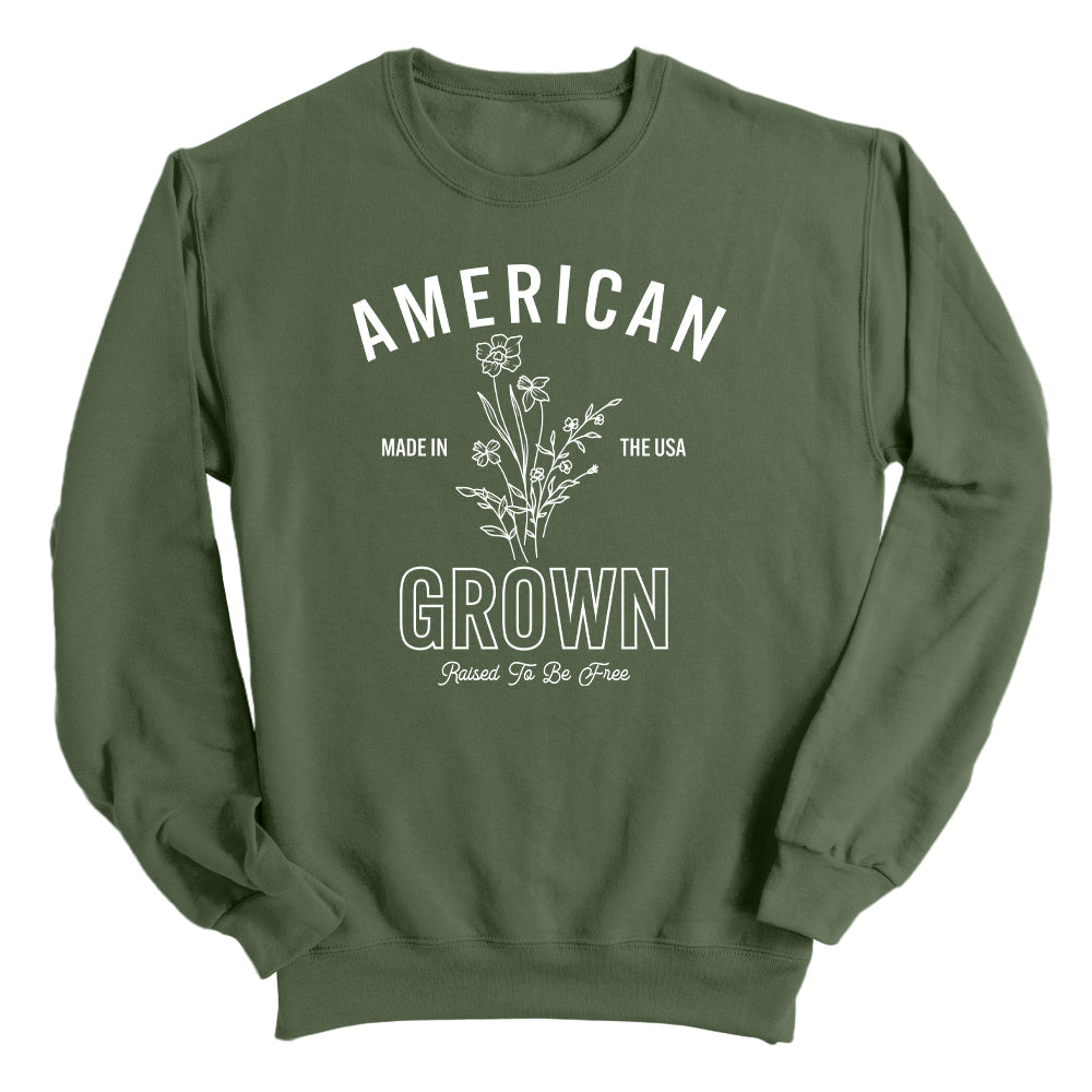 American Grown Raised To Be Free (Front) Shield Republic