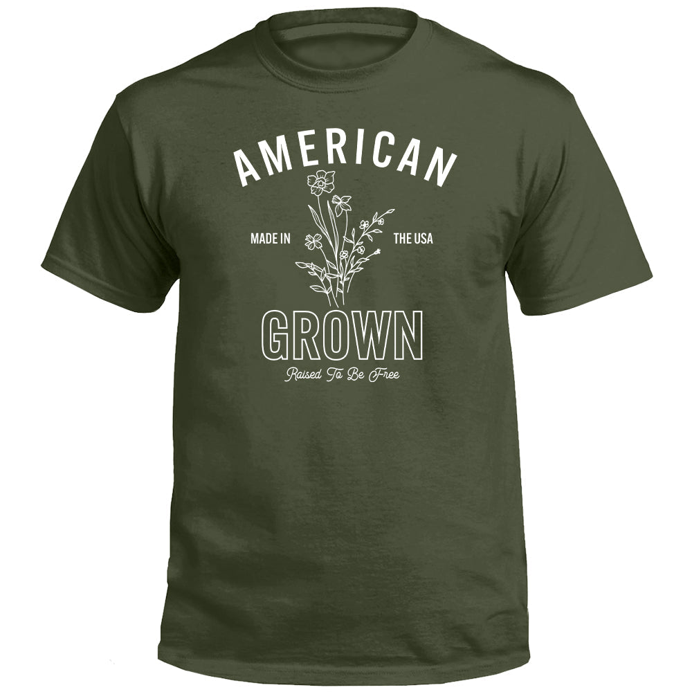 American Grown Raised To Be Free (Front) Shield Republic
