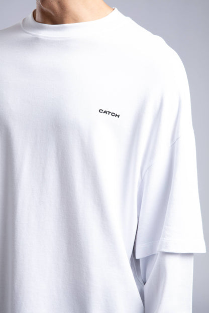Minimalist Layered Long Sleeve Oversized T-shirt – White & Black Withinblack