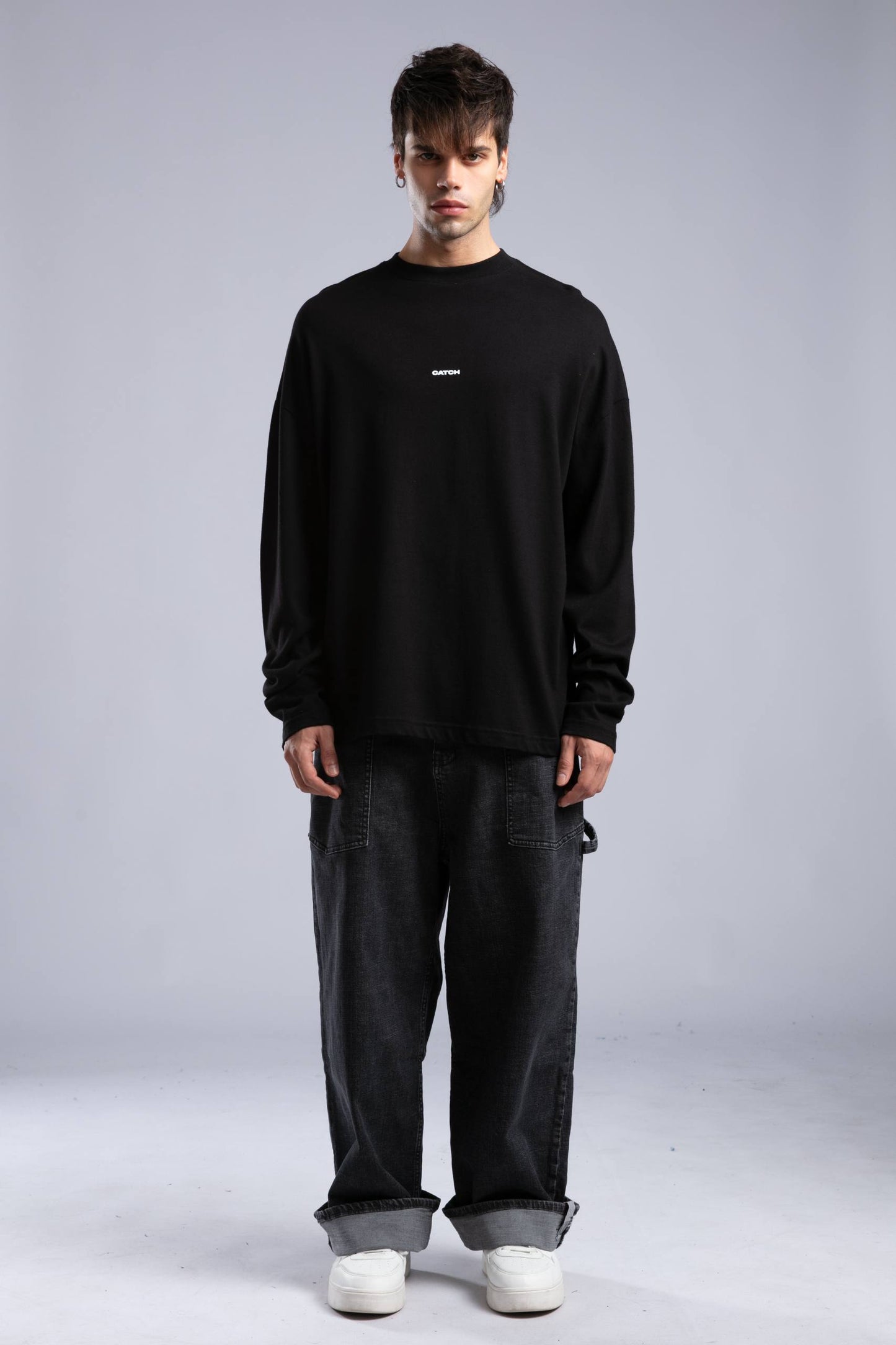 Minimalist Layered Long Sleeve Oversized T-shirt – White & Black Withinblack