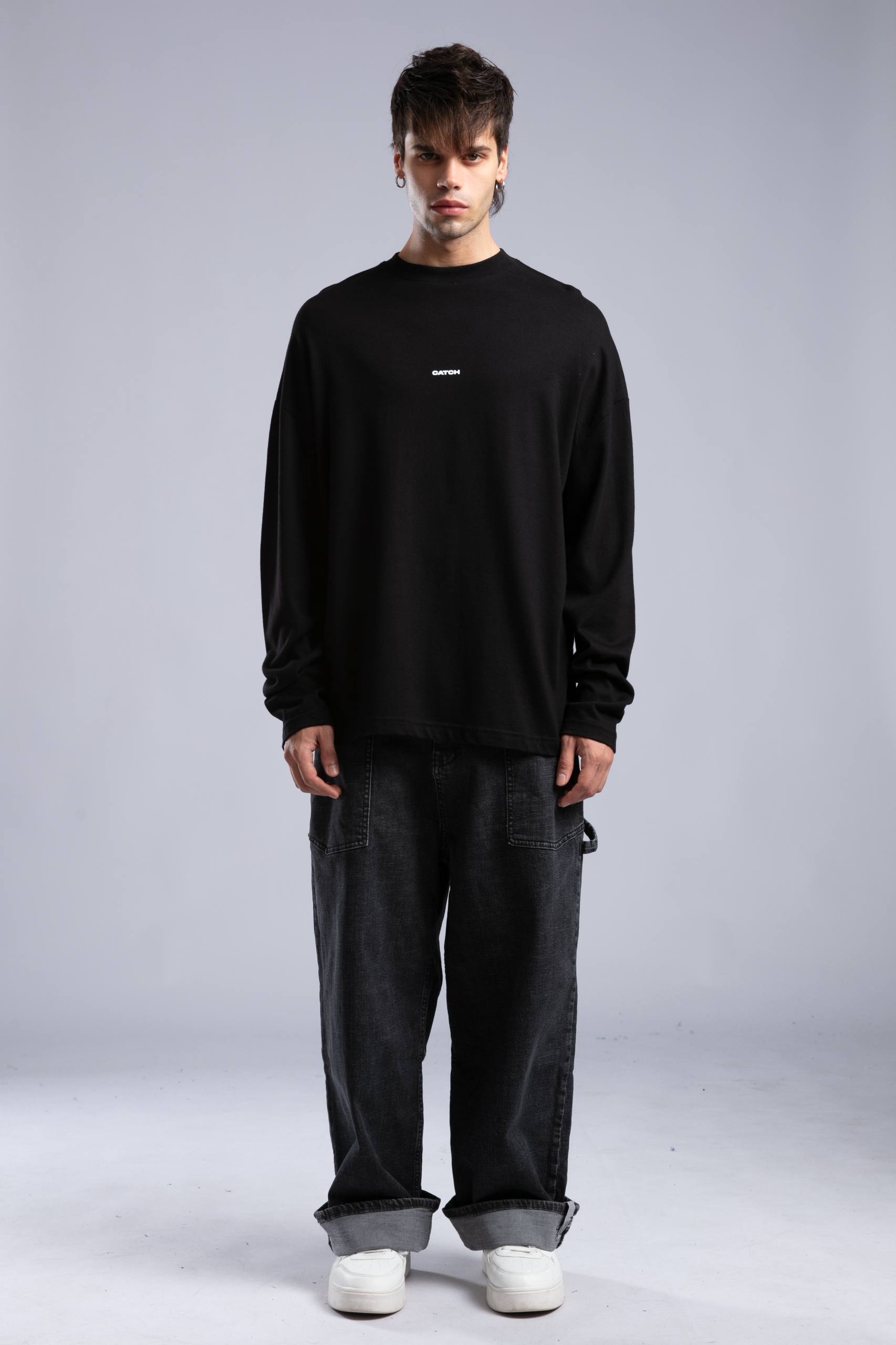 Minimalist Layered Long Sleeve Oversized T-shirt – White & Black Withinblack