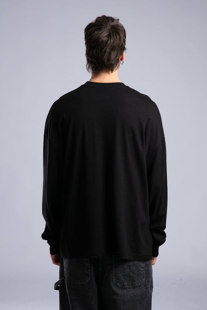 Minimalist Layered Long Sleeve Oversized T-shirt – White & Black Withinblack