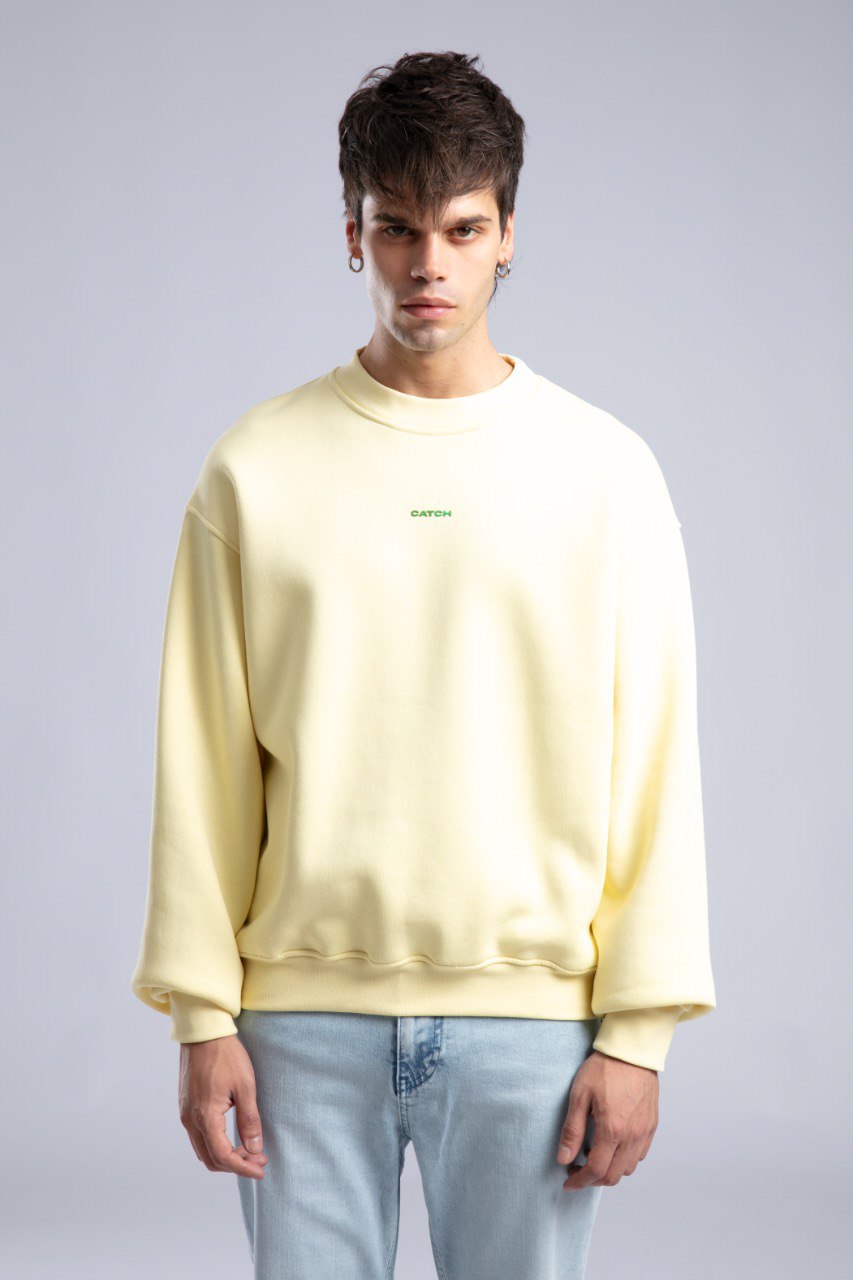 Minimalist Oversized Crewneck Sweatshirt - CATCH Logo Pullover Withinblack