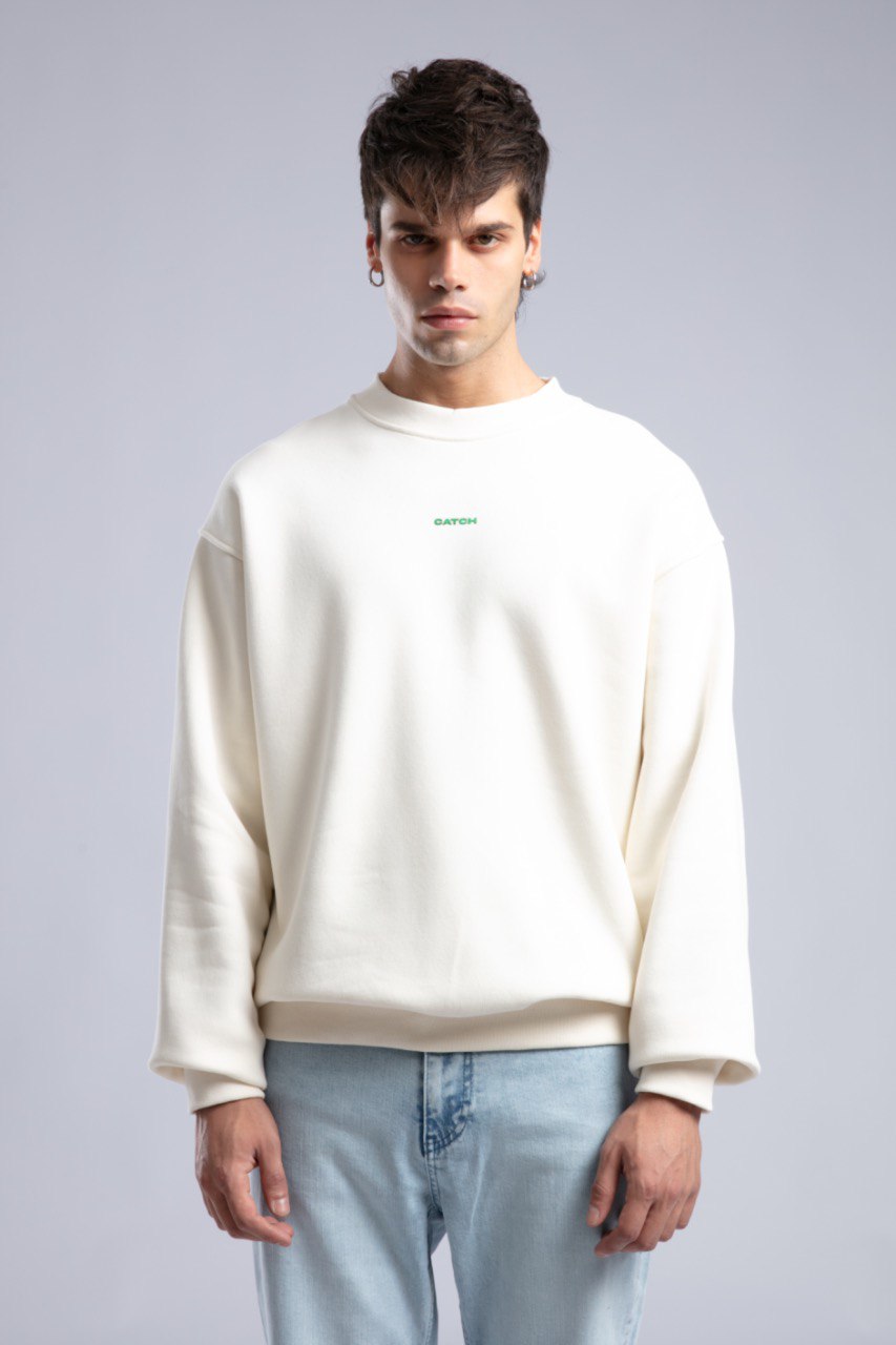 Minimalist Oversized Crewneck Sweatshirt - CATCH Logo Pullover Withinblack