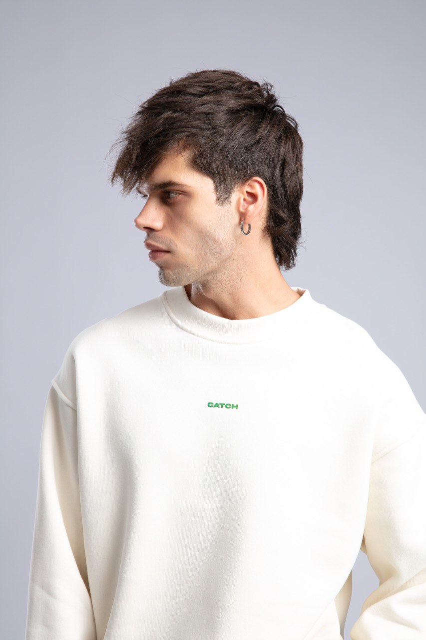 Minimalist Oversized Crewneck Sweatshirt - CATCH Logo Pullover Withinblack