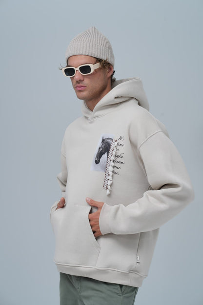 Mixed-Media Horse Graphic Hoodie Withinblack