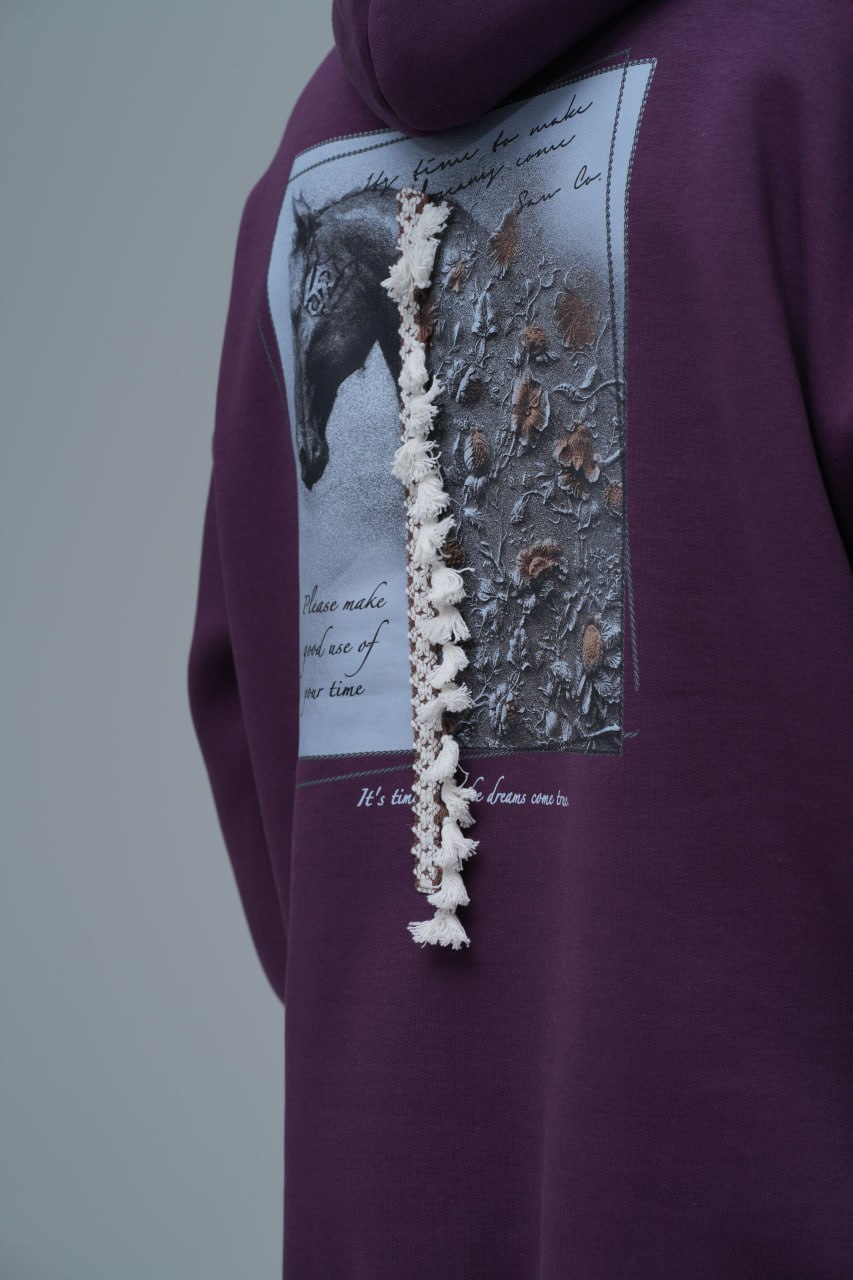 Mixed-Media Horse Graphic Hoodie Withinblack