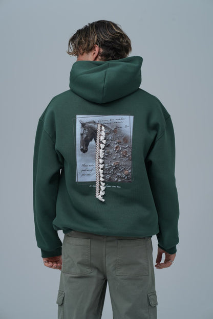 Mixed-Media Horse Graphic Hoodie Withinblack