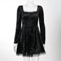 Elegant Slim-fit Long Sleeve Suede A-Line Dress