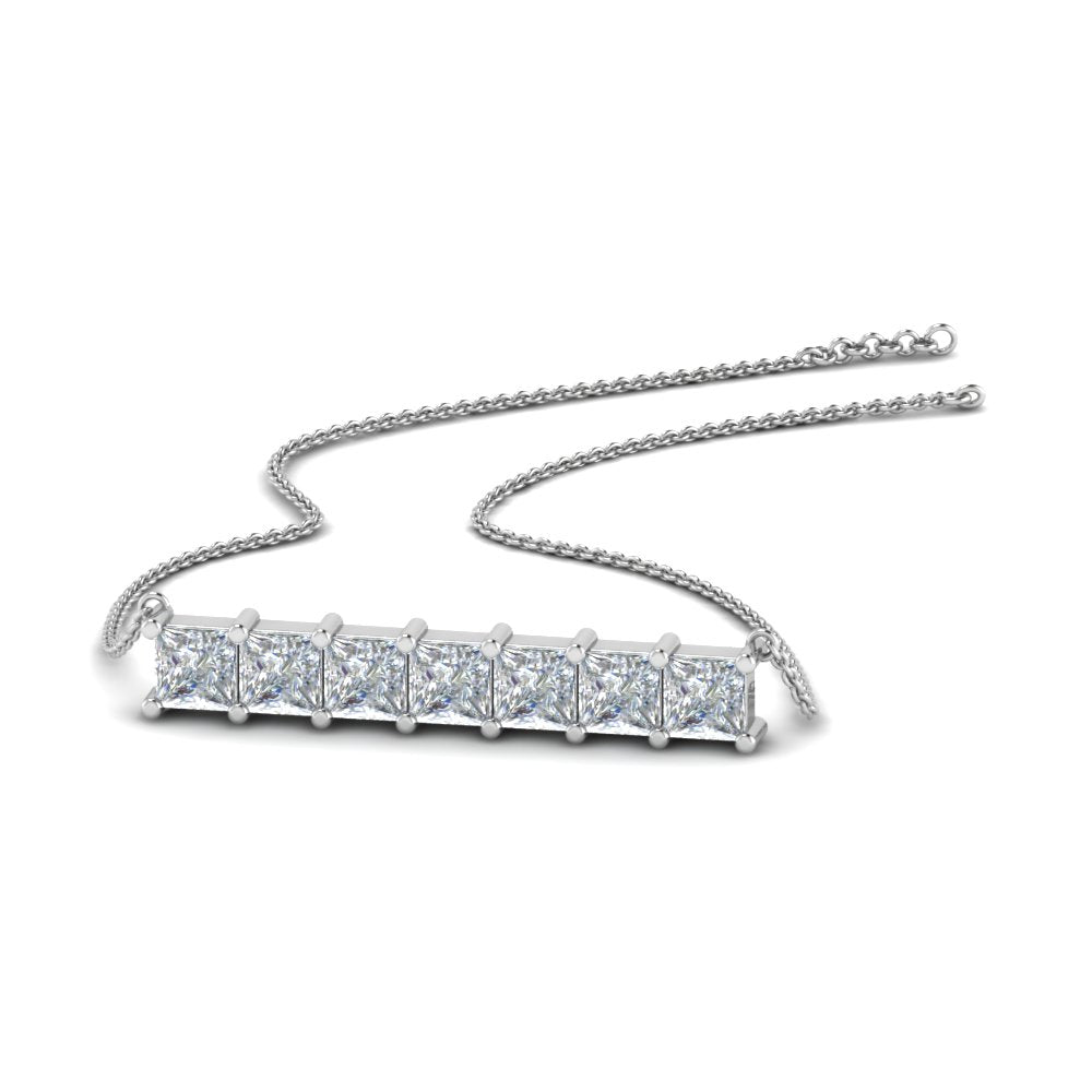 Princess Cut Horizontal Bar Pendant Fascinating Diamonds