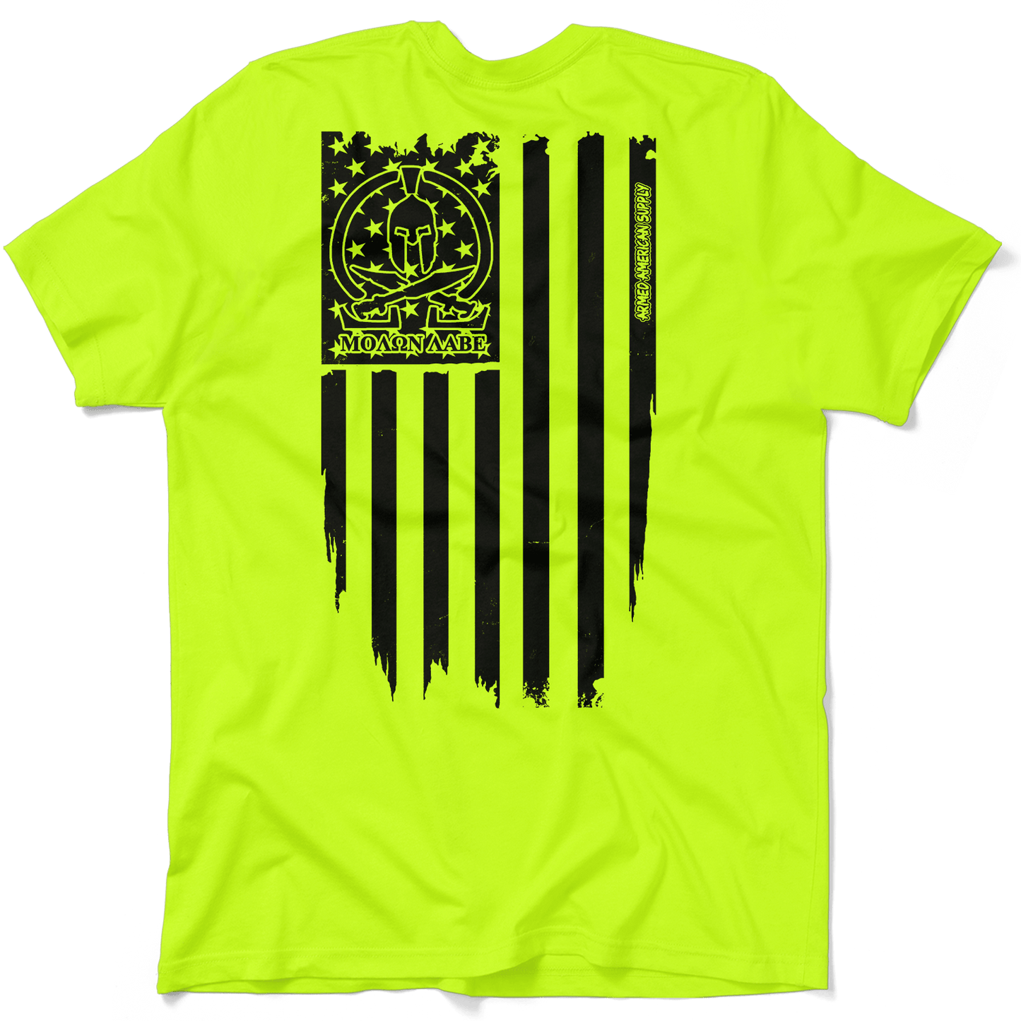 Molon Labe Ghost Flag - Safety Yellow T-Shirt Armed American Supply