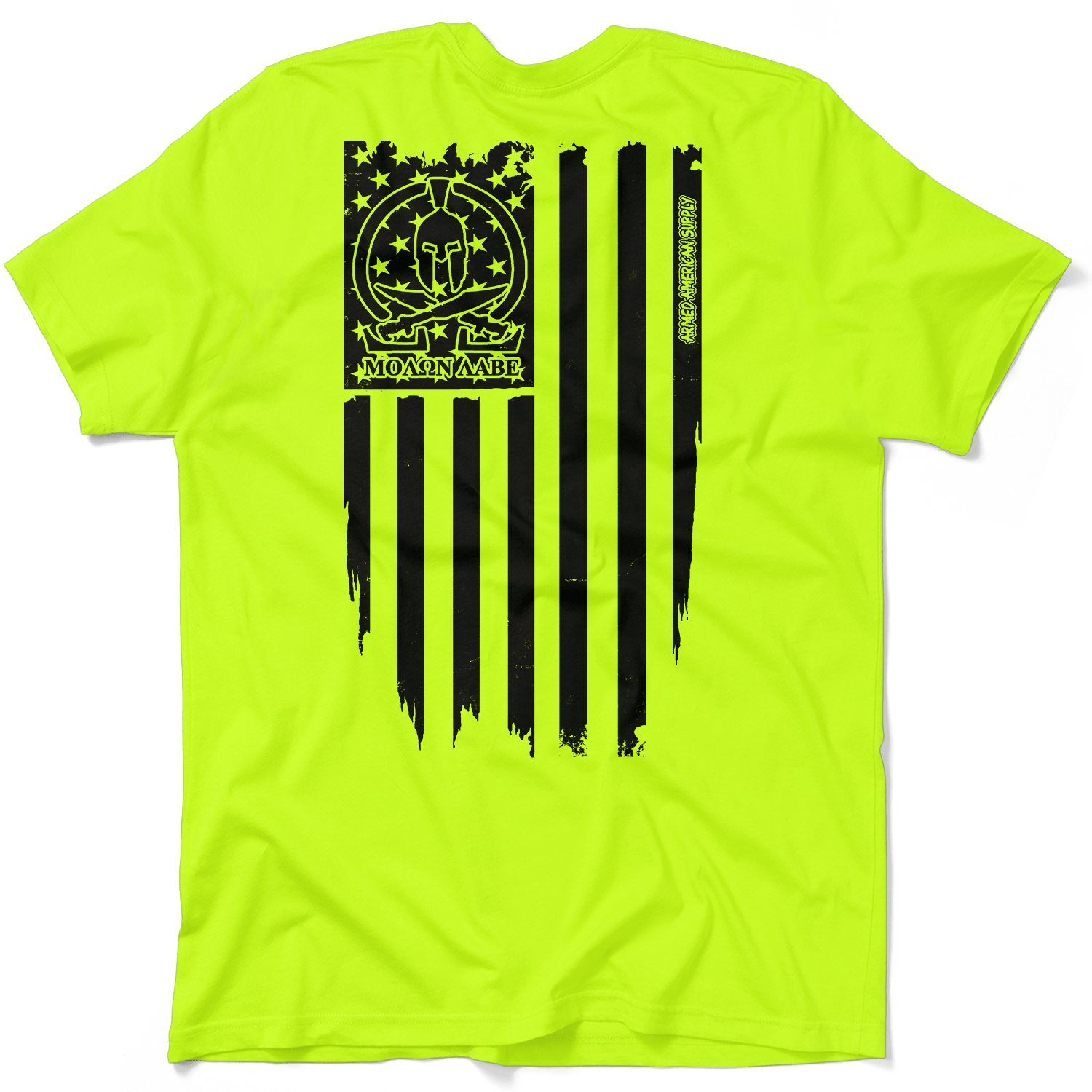 Molon Labe Ghost Flag - Safety Yellow T-Shirt Armed American Supply