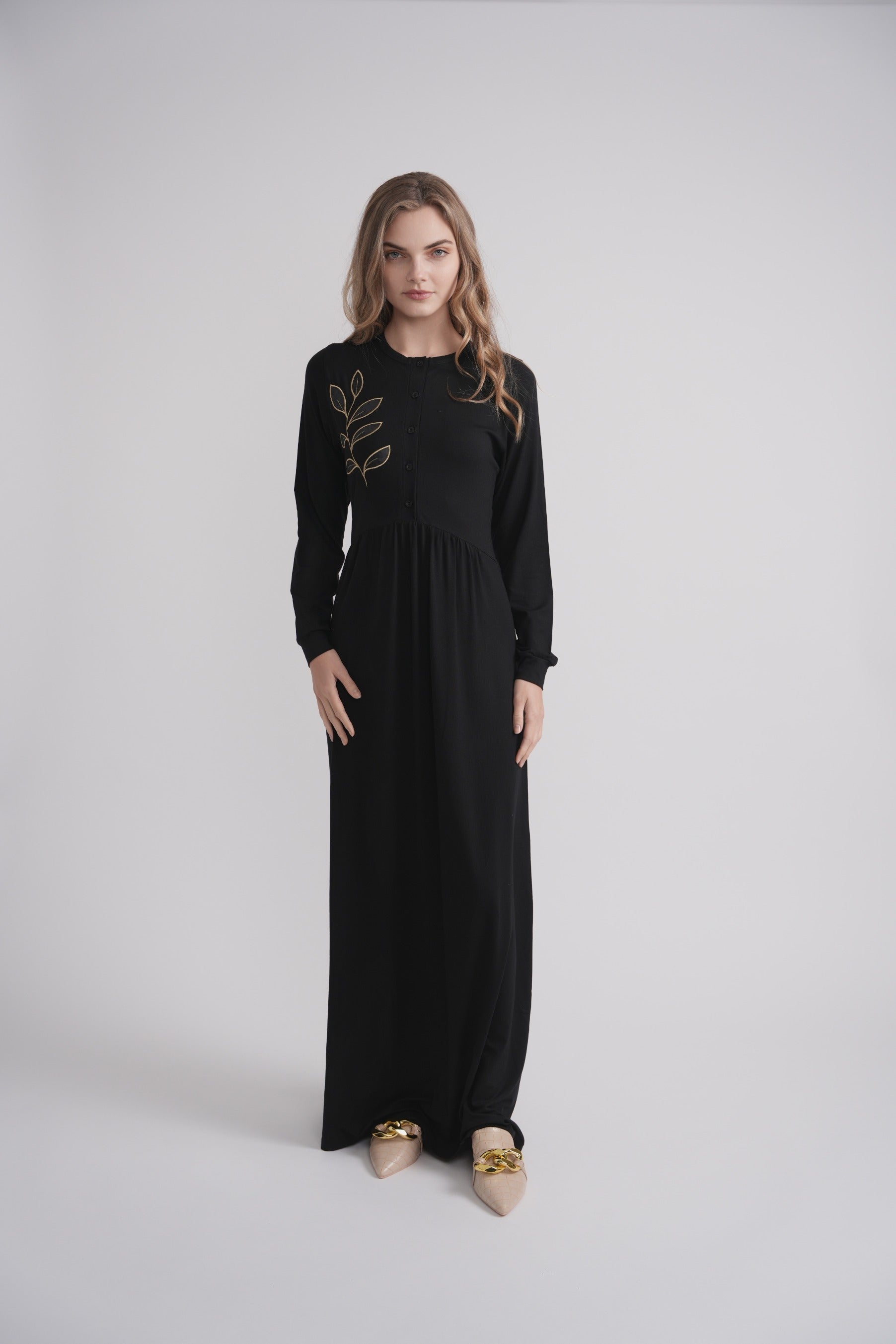 Gold Leaf Embroidered Nightgown MOOD + ELLWI