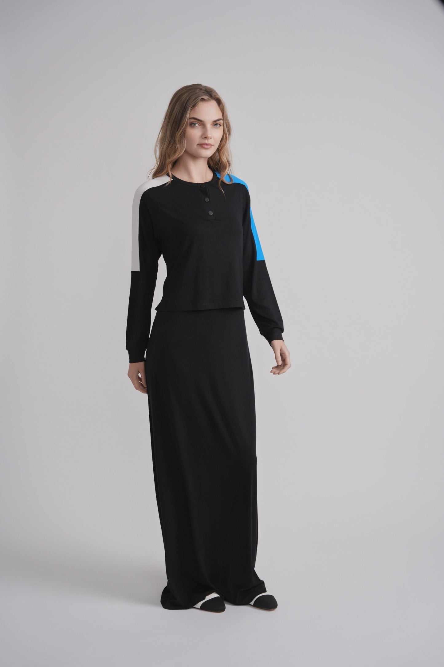 Colorblock Shoulder Nursing Nightgown MOOD + ELLWI