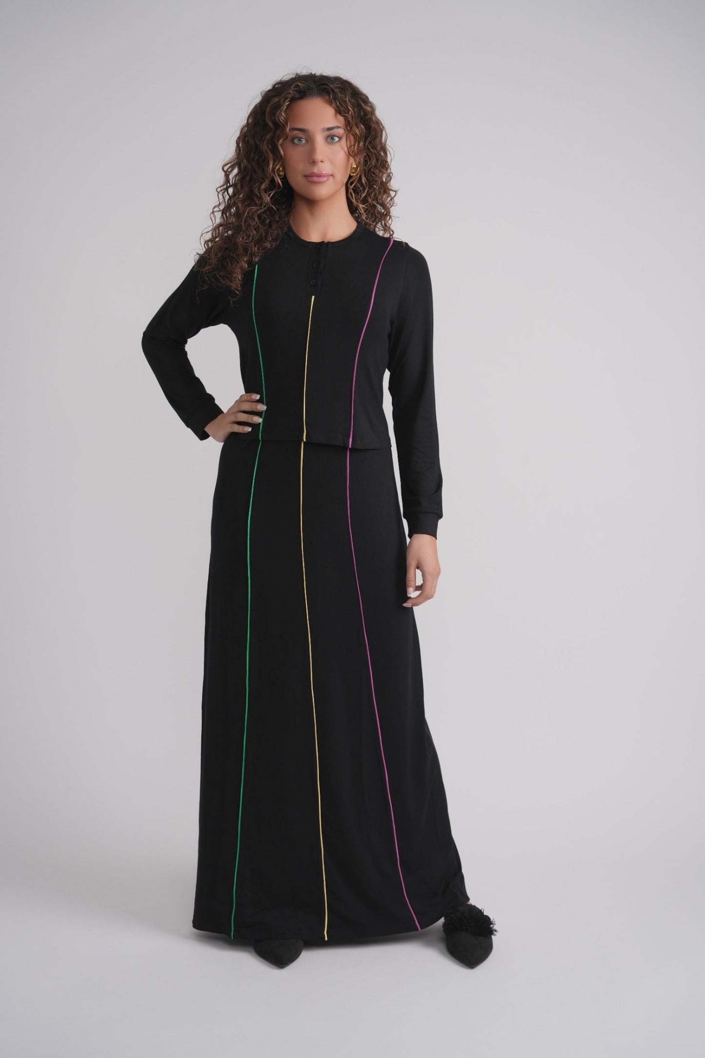 Colored Taping Trim Nursing Nightgown MOOD + ELLWI