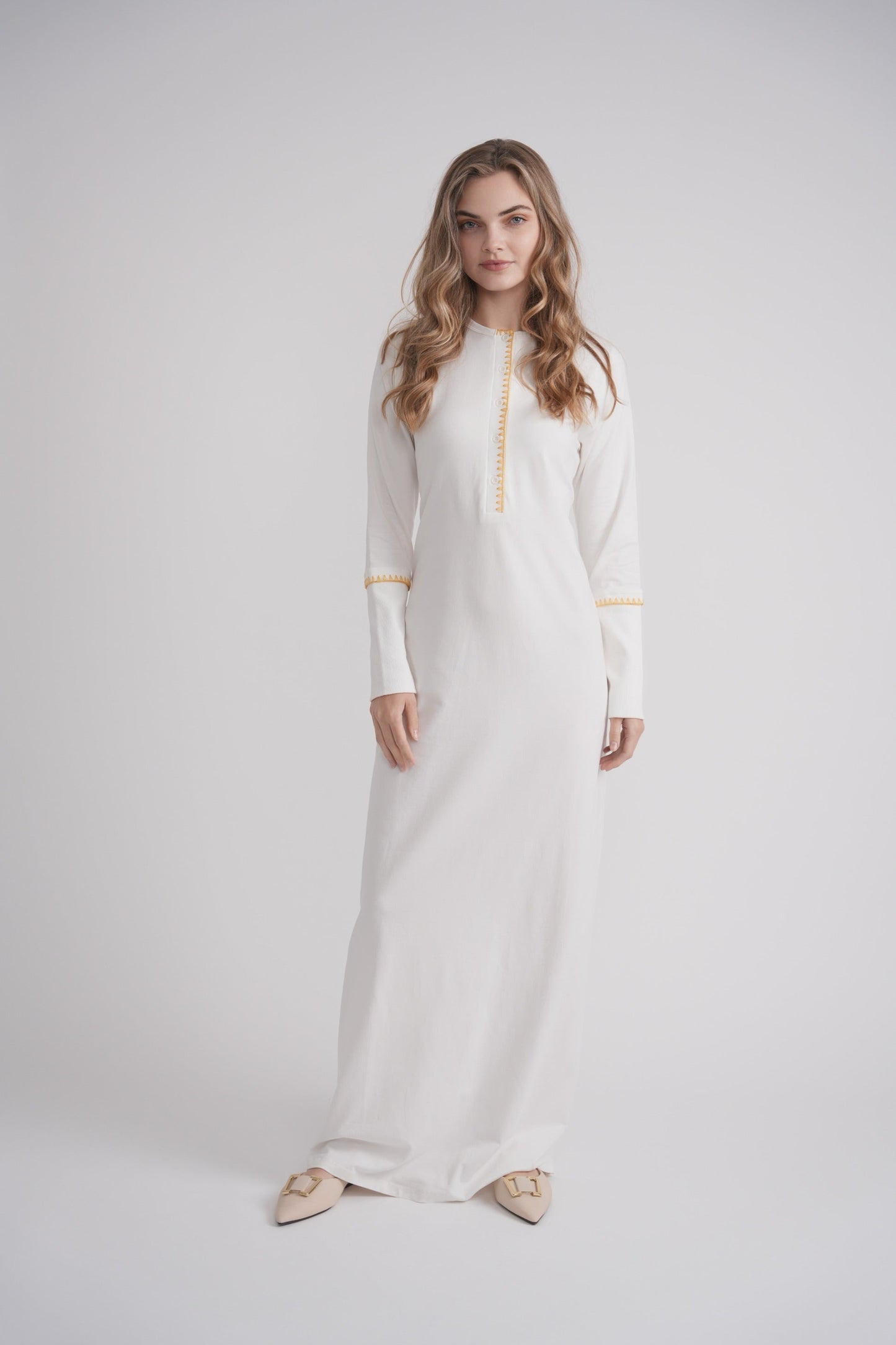 Embroidered Stitch Nightgown - White MOOD + ELLWI