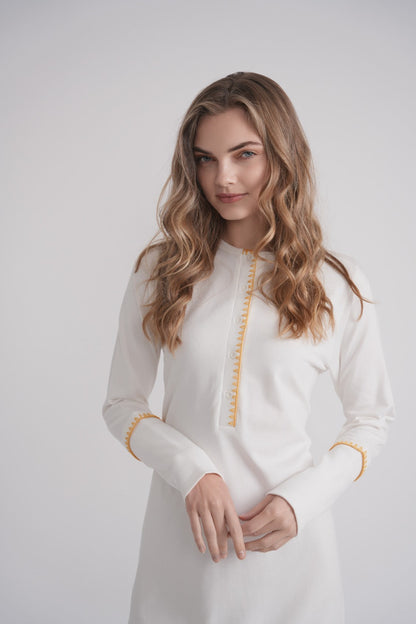 Embroidered Stitch Nightgown - White MOOD + ELLWI